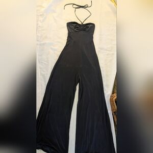 Free People gray jumpsuit halter lace-up back sosoft & cozy Gorg!!